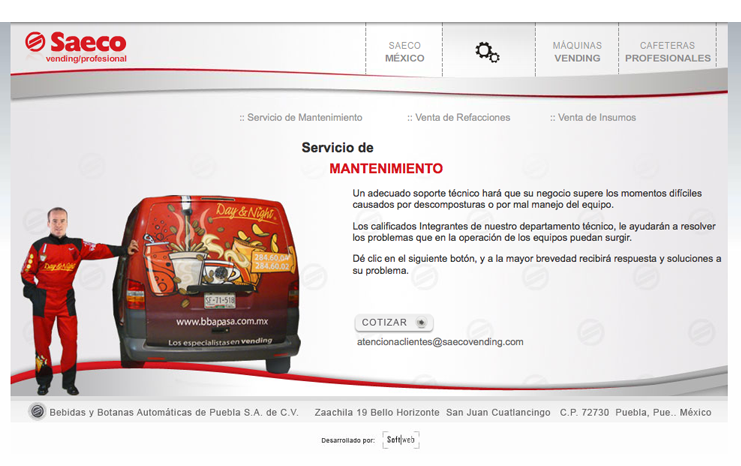 Dise&ntilde;o de sitio web - Saeco